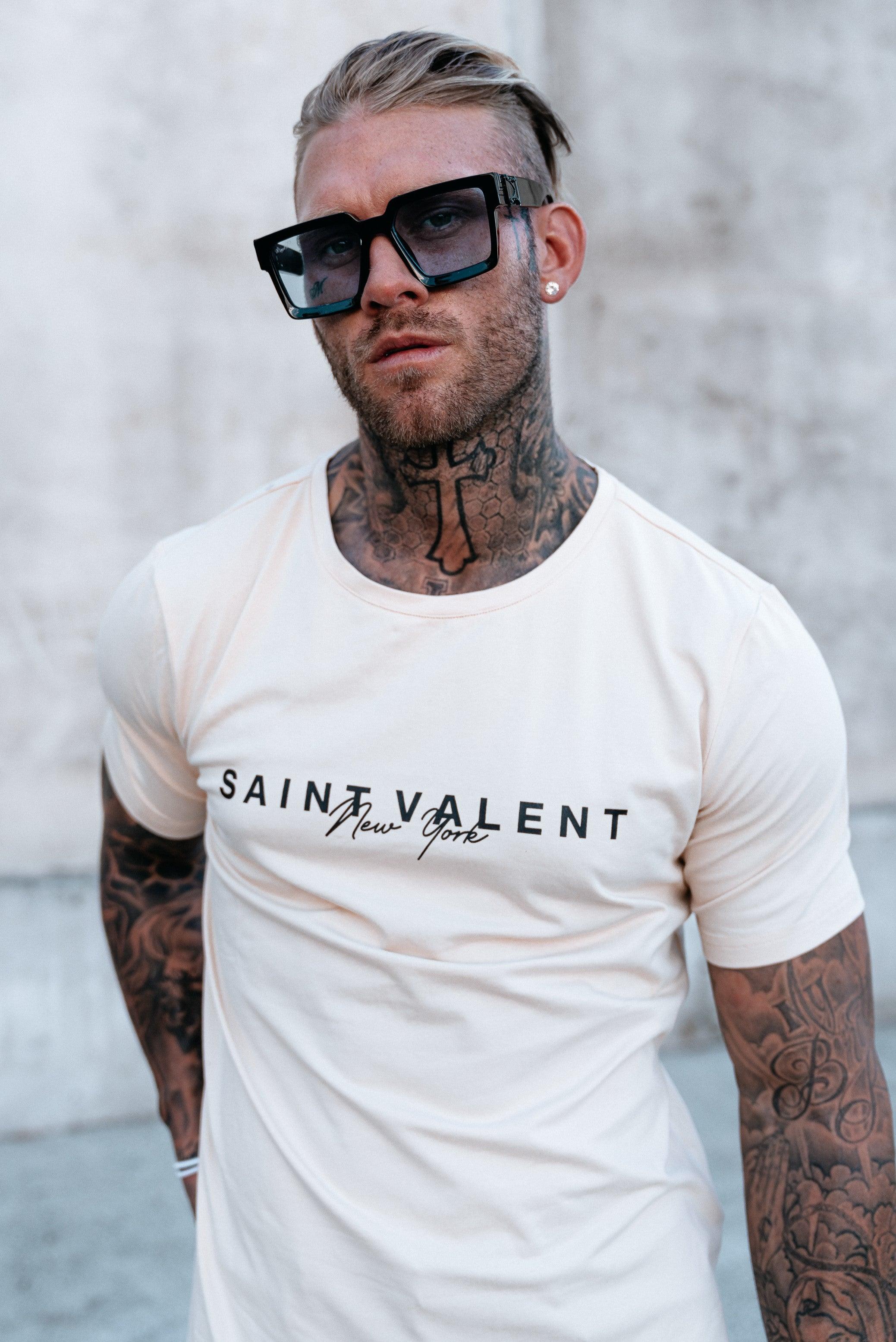 SAINT VALENT'S - NY Script Beige Tee - SAINT VALENT®