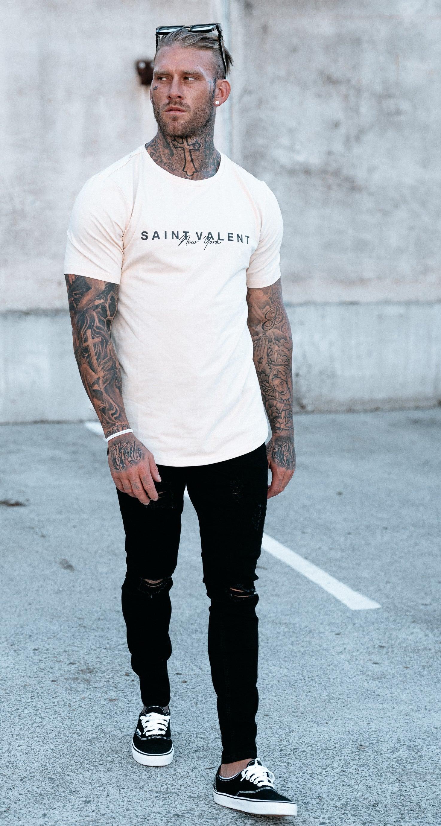 SAINT VALENT'S - NY Script Beige Tee - SAINT VALENT®