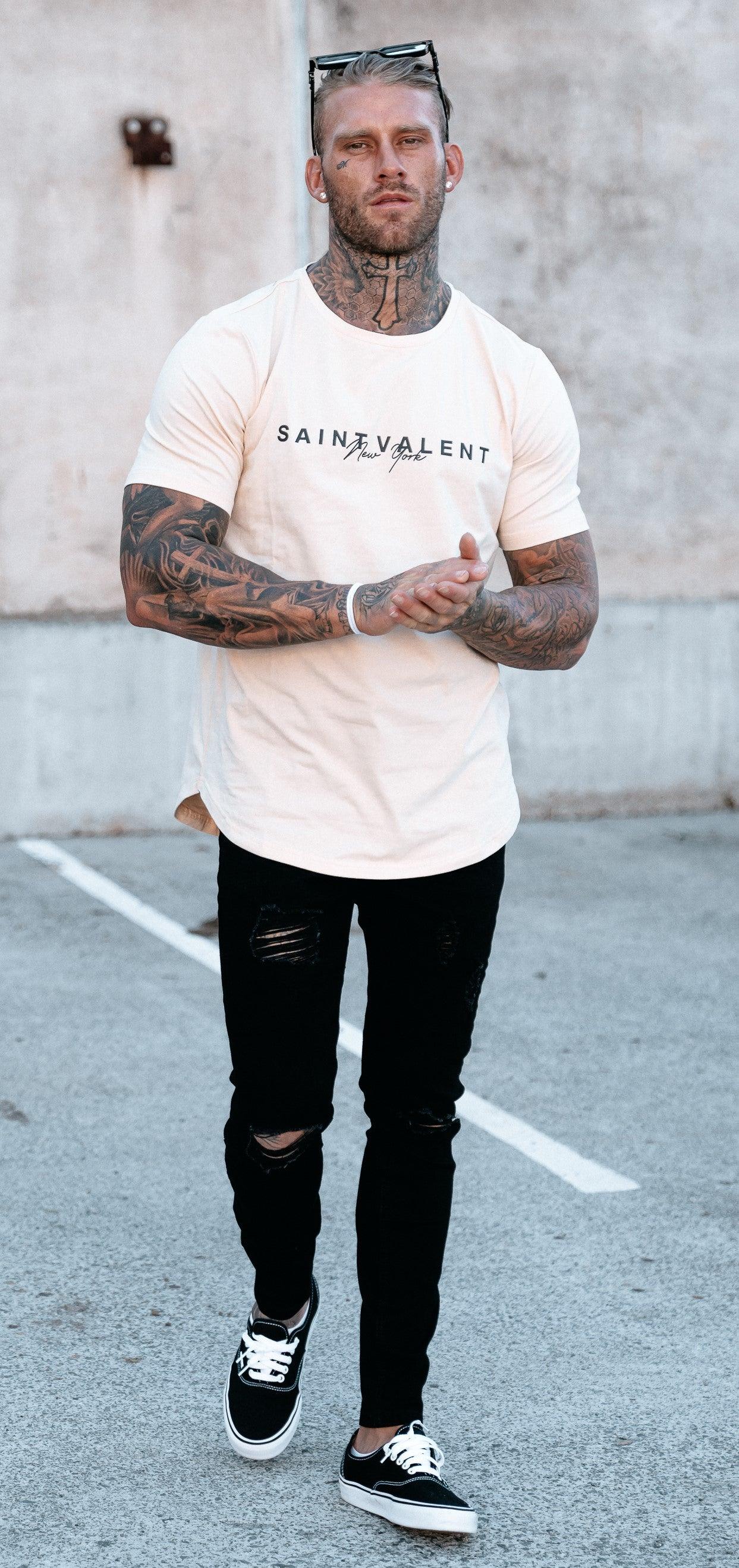 SAINT VALENT'S - NY Script Beige Tee - SAINT VALENT®