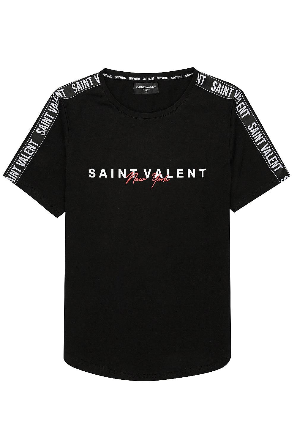 SAINT VALENT'S - NY Script Taped Black tee - SAINT VALENT®